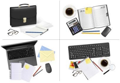 office supplies icons modern 3d flat objects sketch