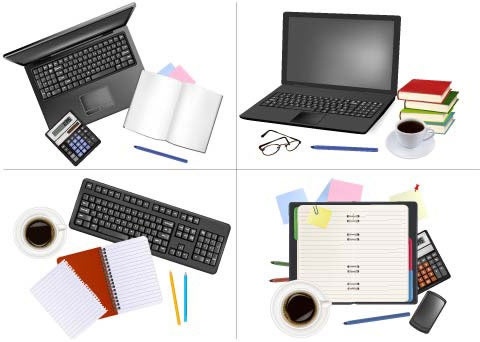 office devices icons modern 3d flat design