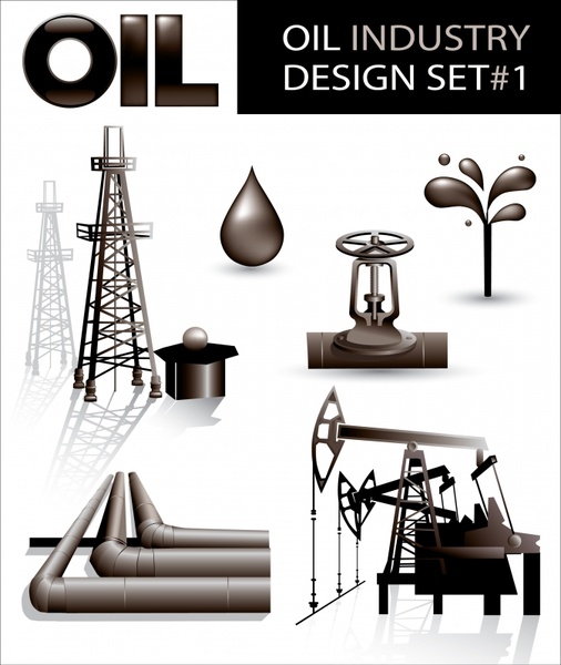 oil industry design elements modern 3d sketch