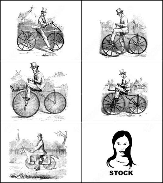 old bike drawings brush