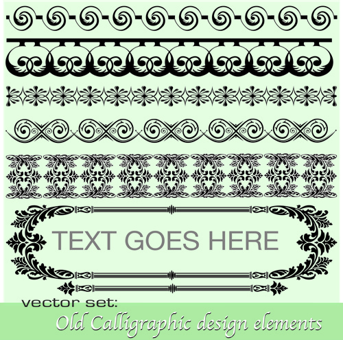 old calligraphic design elements vector set