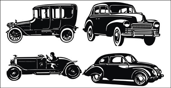 Old car silhouettes free vector 
