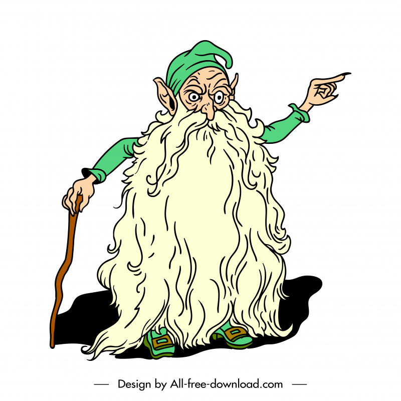 old gnome icon flat handdrawn cartoon character outline  