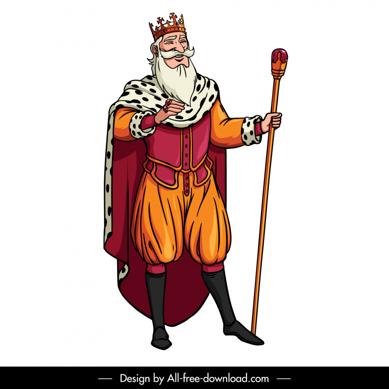 old king icon elegant cartoon character sketch