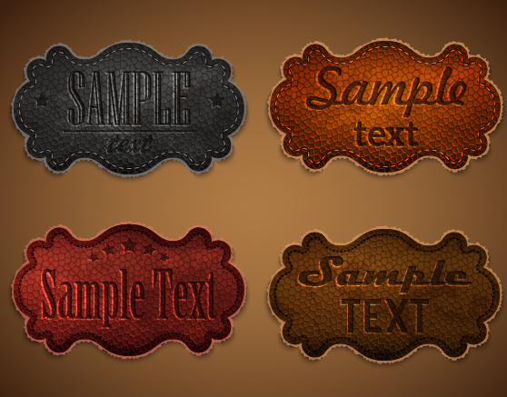 old leather labels design vector graphics 