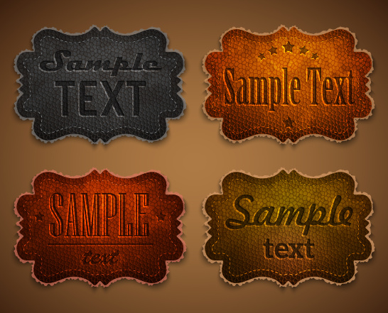 old leather labels design vector graphics 