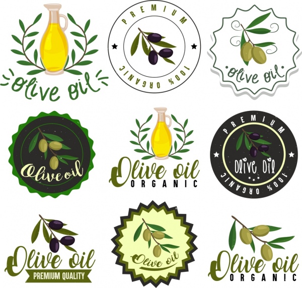 olive labels collection fruit jar icons various shapes