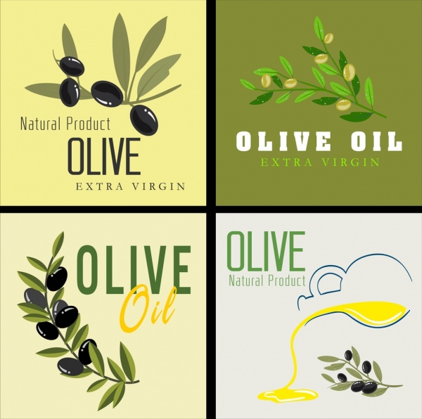 olive oil advertising banners fruits icon decoration