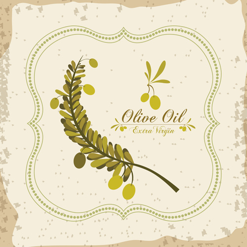 olive oil retro frame vector set