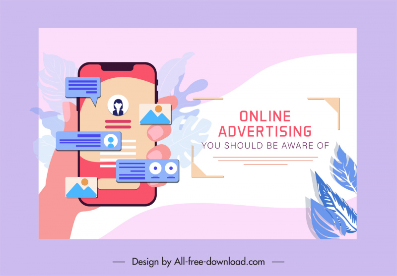 online advertising banner smartphone digital communication hand sketch