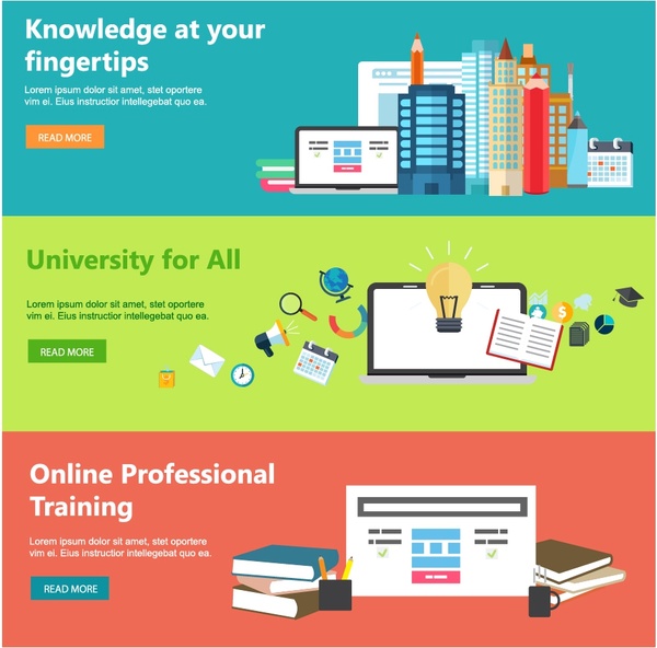 online education web design templates with horizontal style 