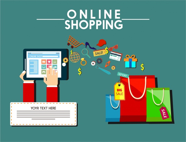 Online Shopping Design Elements Bags Computer And Symbols Free Vector In Adobe Illustrator Ai Ai Format Encapsulated Postscript Eps Eps Format Format For Free Download 2 33mb