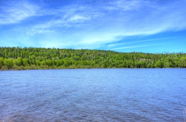 opposite shore of the bay at pigeon river provincial park ontario canada
