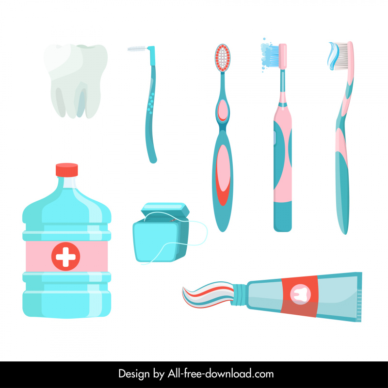oral care design elements flat symbols outline 