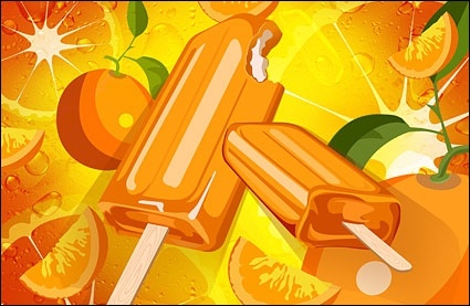 orange background and popsicles psd layered