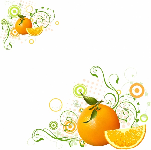Orange fruit and swirls