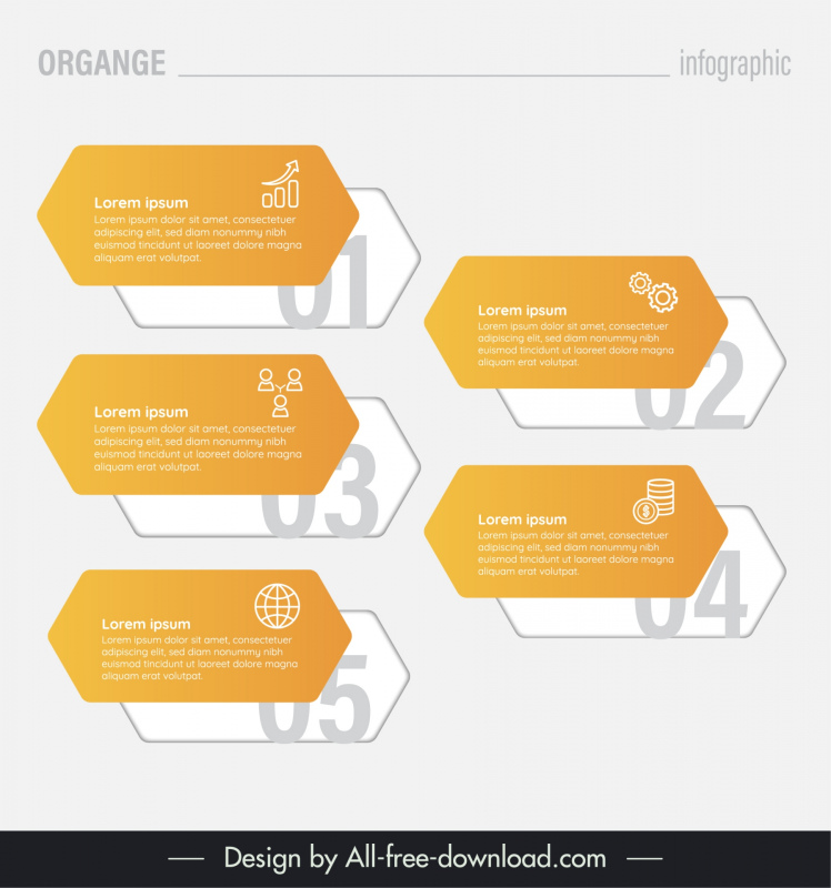 orange infographic template flat elegant geometric frame