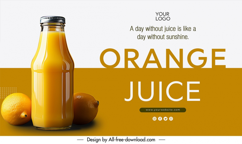 orange juice banner template elegant modern realistic 