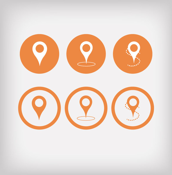 orange marker map vector icons