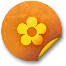 Orange sticker badges 063