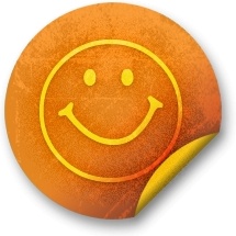 Orange sticker badges 067