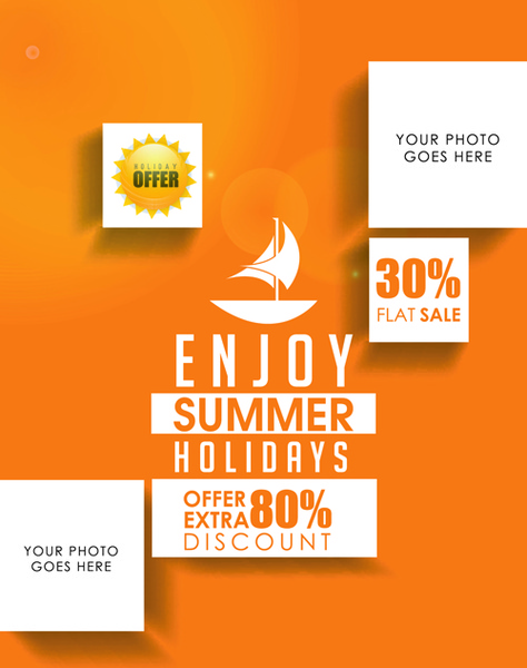 orange styles summer holiday vector poster