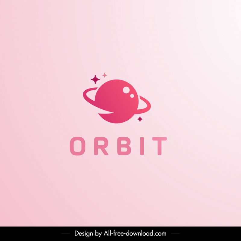orbit logo template elegant flat circle saturn shape stars texts sketch