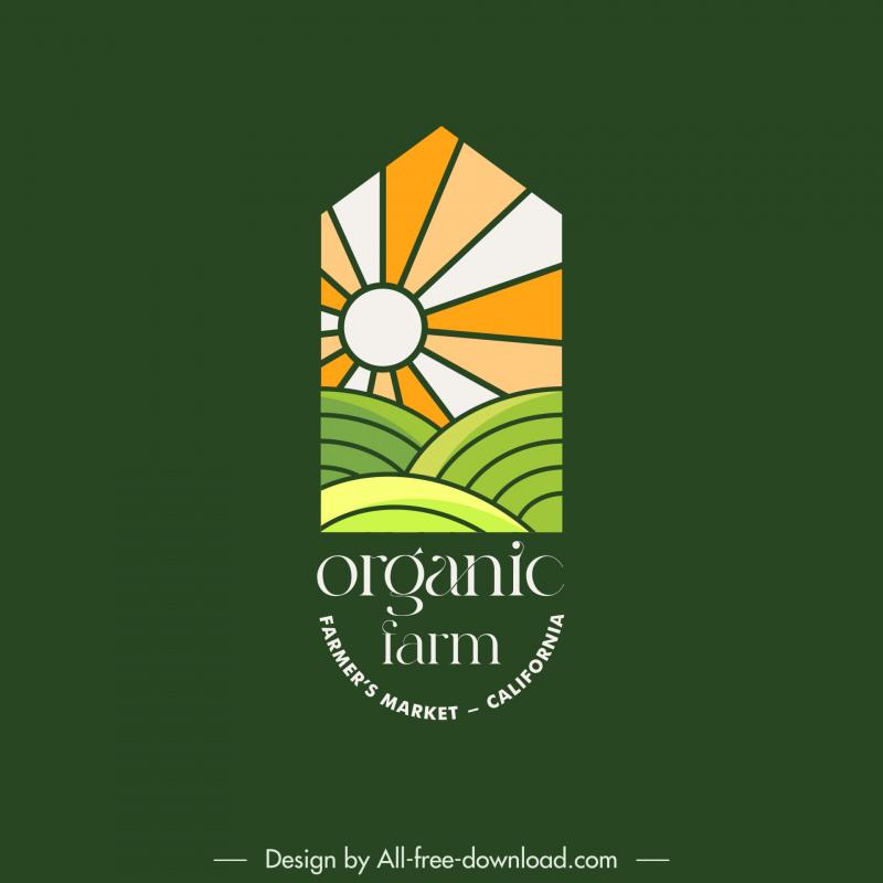 organic farm logo geometric sunlight field 
