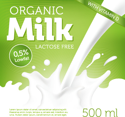 organic milk advertising poster vector 