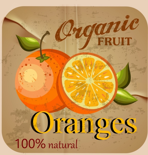 organic orange advertisement colored retro design