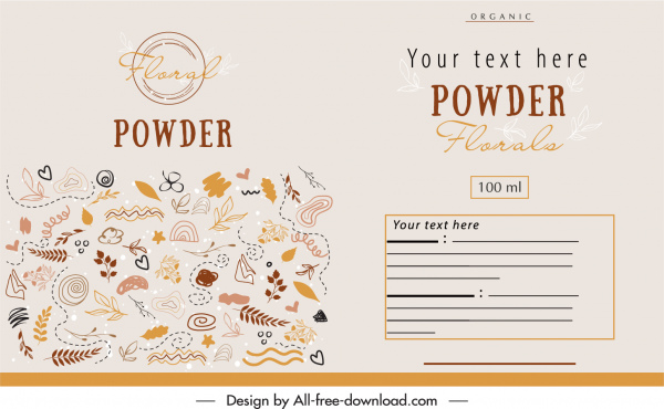 organic package label template retro handdrawn nature elements