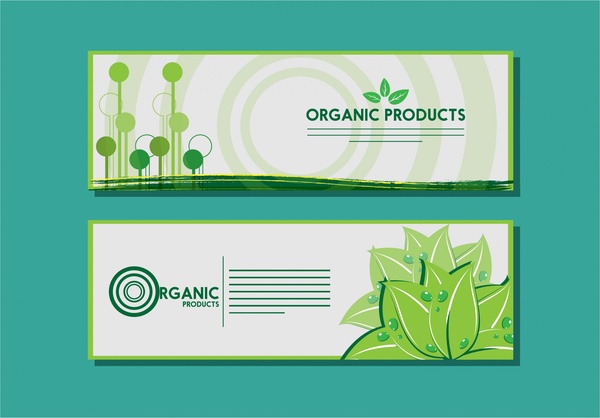 organic product banner design circle and plants background