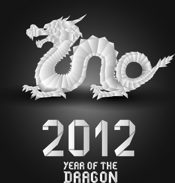 2012 calendar cover silver dragon lowpoly decor