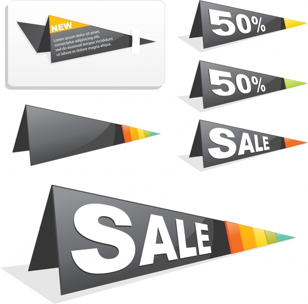 sale signs templates modern 3d origami triangles
