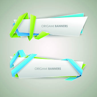 origami with color ribbon banner vector