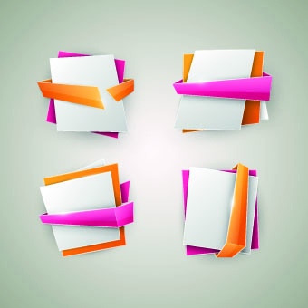 origami with color ribbon banner vector