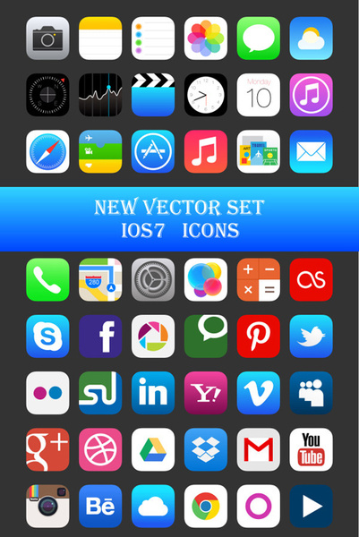 original design ios7 media icons vector