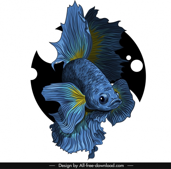 ornamental fish icon elegant gaudy design 3d sketch