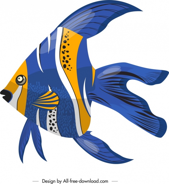 ornamental fish icon shiny bright colorful decor