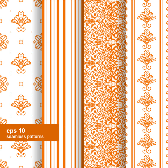 ornaments floral pattern seamless set vector