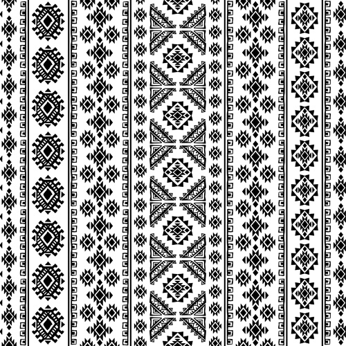 ornaments pattern white with black vector