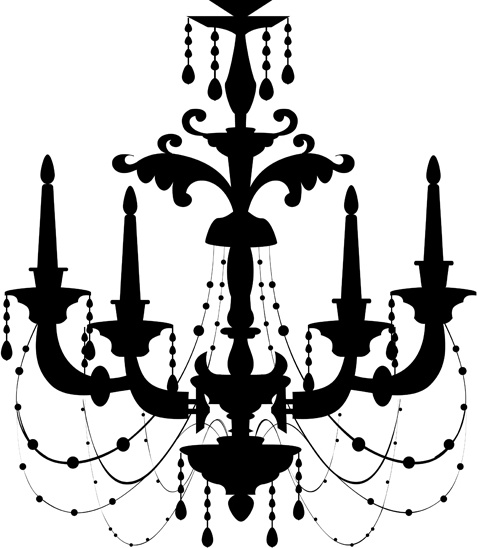 ornate chandelier vector silhouette set