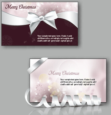 ornate christmas bow greeting cards vector