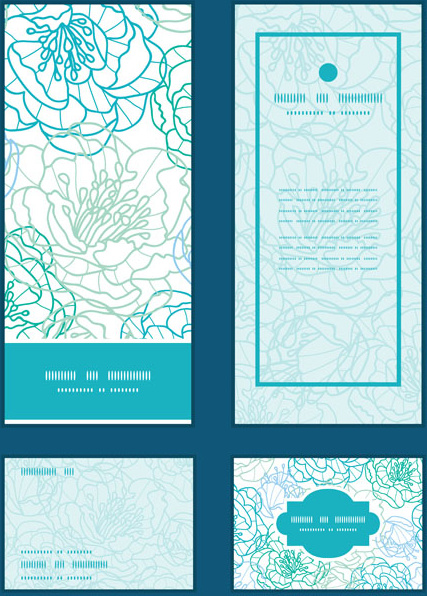 ornate floral banners with cards vector