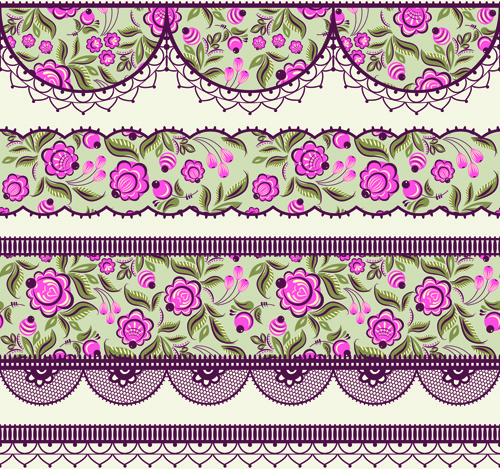 ornate lace border design vector set
