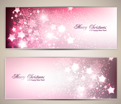 ornate stars with holiday banners vector