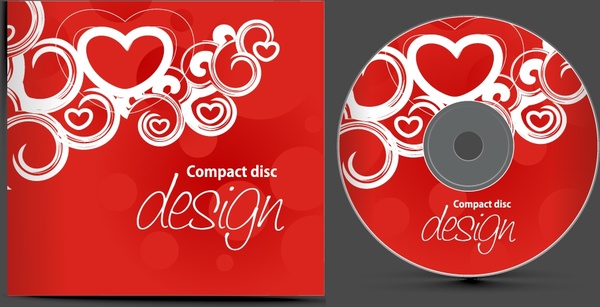 compact disc templates romantic red hearts decor