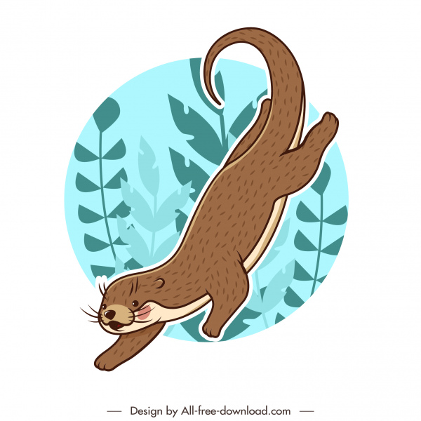 otter animal icon handdrawn sketch dynamic cartoon