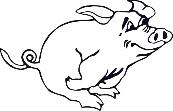 Outline Running Pig clip art