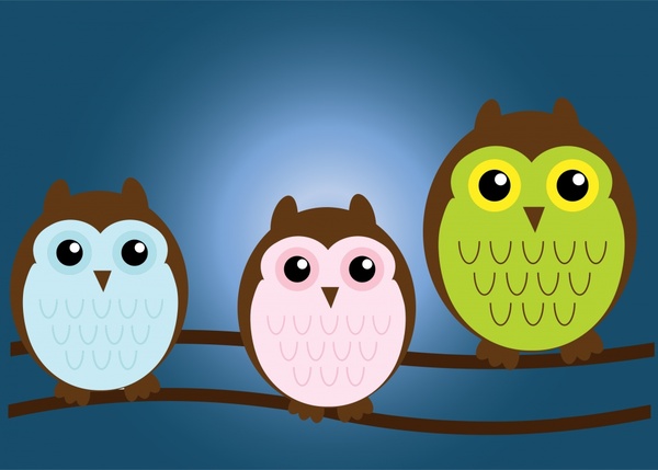 owl family vector illustration with cartoon style